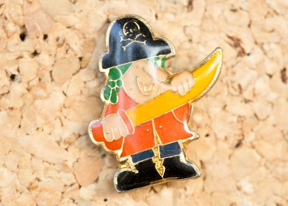 Vintage Cartoon Lady Pirate Hard Enamel Lapel Pin… - image 1