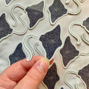 Spotted Eagle Ray glow-in-the-dark glossy vinyl die-cut sticker for nature and undersea animal lovers