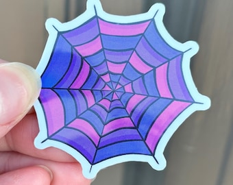 Pride Flag Spiderweb Sticker: LGBTQ+ Rainbow, Bi, Trans - Glossy or Matte