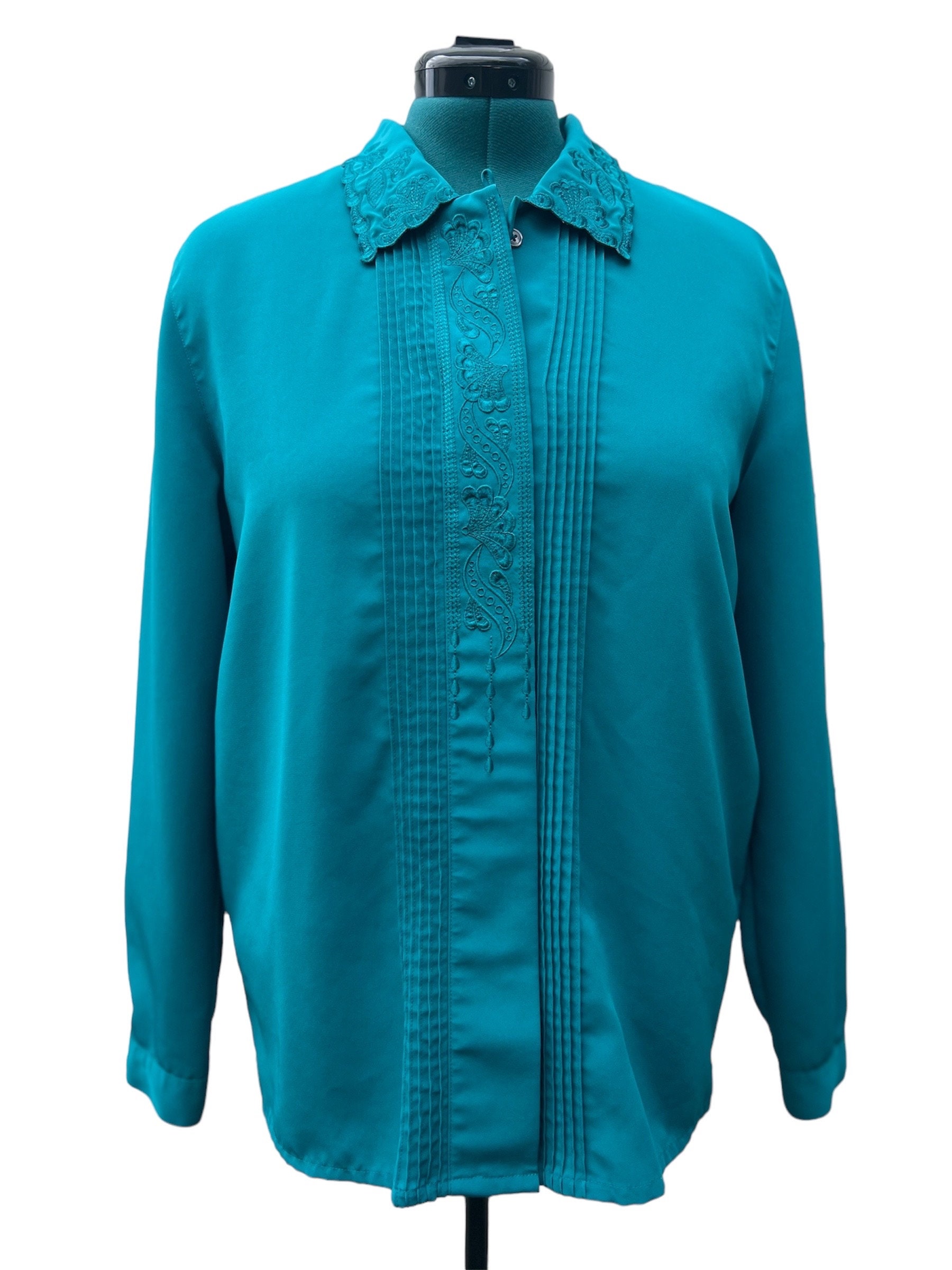 Chemisier Laura Scott Rouge Vif - Taille 8 - Manches Longues Avec Boutons Et Bordure Satin - NEUF SANS ÉTIQUETTES