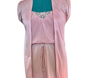 Vintage Baby Pink Negligee Set With Peignoir Size 7/8