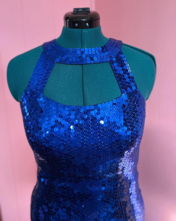Vintage 1980’s Royal Blue Sequin Formal Gown Fitte