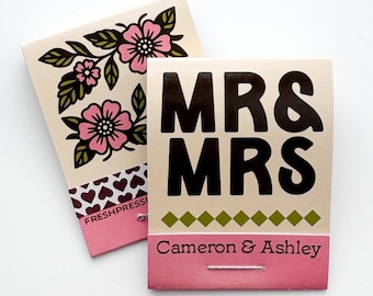 Custom Matchbooks, Wedding Favors, Printed Design, Not a Sticker, Personalized Made-to-Order Matches, The Perfect Match, Party, Shower Favor