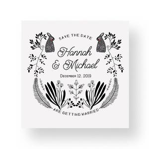Lapin excentrique imprimable enregistrer la date, lapin artsy enregistrer les cartes de date, enregistrer la carte de date, mariage enregistrer les invitations de date, invitation de lapin