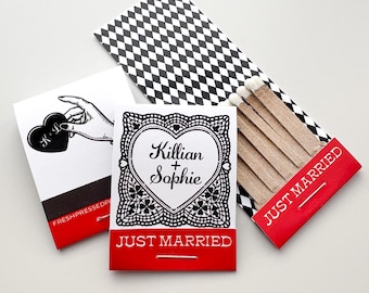Custom Matchbooks, Wedding Favors, Printed Design, Not a Sticker, Personalized Made-to-Order Matches, The Perfect Match, Party, Shower Favor