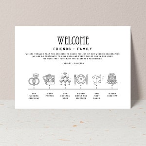 Printed Custom Wedding Timeline, Wedding Order of Events, Welcome Card, Welcome Sign, Wedding Itinerary, Wedding Day Schedule, Infographic