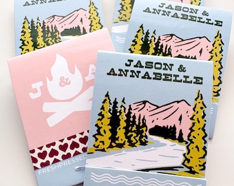 Custom Matchbooks, Wedding Favors, Printed Design, Not a Sticker, Personalized Made-to-Order Matches, The Perfect Match, Party, Shower Favor