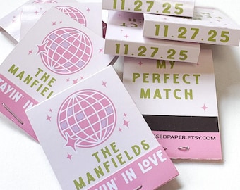Custom Matchbooks, Wedding Favors, Printed Design, Not a Sticker, Personalized Made-to-Order Matches, The Perfect Match, Party, Shower Favor