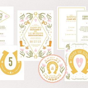 Faire-part de mariage occidental à imprimer, suite d'invitations du sud-ouest, mariage dans le désert, mariage ranch, mariage au Texas, faire des cartons d'invitation cow-boy