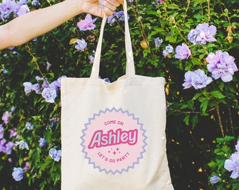 Welcome Tote Bag, Bridal Party Totes, Barbi Bachelorette Bags, Wedding Party Gifts, Thank You Bags, Custom Wedding Logo, Let's Go Party