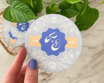 Custom Drink Coaster and Design, SHIPS FREE! Wedding Coasters, Wedding Party Favors, Beverage Cocktail Beer, Color Circle Printed Coasters
