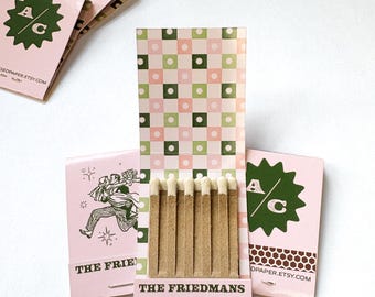Custom Matchbooks, Wedding Favors, Printed Design, Not a Sticker, Personalized Made-to-Order Matches, The Perfect Match, Party, Shower Favor