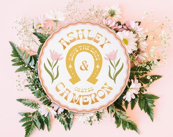 Western Desert Wedding Coaster, SHIPS FREE! Custom Drink Coasters, Wedding Coasters, Wedding Favors, Beverage Cocktail Beer, Horseshoe