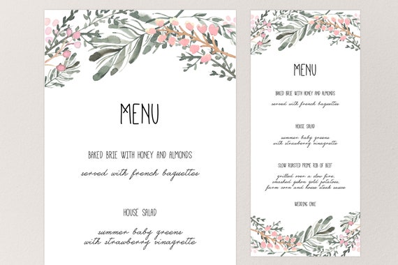 Acuarela Azul Floral tarjetas de menú Personalizado De Boda Rústico Acuarela Azul Floral tarjetas de menú Personalizado De Boda Rústico