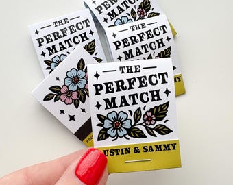 Custom Matchbooks, Wedding Favors, Printed Design, Not a Sticker, Personalized Made-to-Order Matches, The Perfect Match, Party, Shower Favor