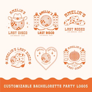 Aangepast vrijgezellenlogo, logo&#39;s bruidsfeest, SVG-ontwerpen, westerse bruiloft, Bach Bash, Las Vegas, Nash Bash, discocowgirl, laatste rodeo, logo