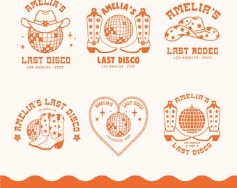 Custom Bachelorette Logo, Bridal Party Logos, SVG Designs, Western Wedding, Bach Bash, Las Vegas, Nash Bash, Disco Cowgirl, Last Rodeo, Logo