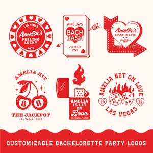 Logotipo personalizado de despedida de soltera en Las Vegas, logotipos para despedidas de soltera, diseños SVG, bodas en Las Vegas, despedidas de soltera, póquer, logotipo retro, casino, dados, cartas, suerte