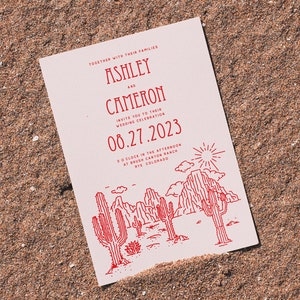Printable Blush Pink Desert Wedding Invitation, Cactus Wedding, Southwestern Invitation Suite, Desert Wedding, Ranch Wedding, Texas Wedding