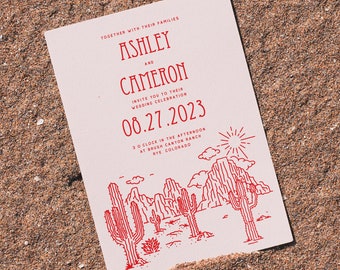 Invito stampabile per matrimonio nel deserto rosa cipria, matrimonio con cactus, suite di inviti in stile sud-occidentale, matrimonio nel deserto, matrimonio in ranch, matrimonio in Texas