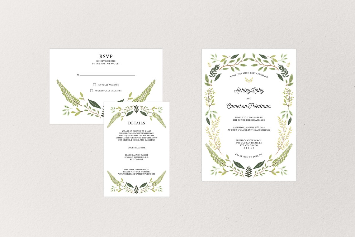 Printable Rustic Wedding Invitation Suite, Rustic Wedding Invites, Wedding Digital Download Kit ...