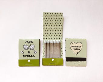 Custom Matchbooks, Wedding Favors, Printed Design, Not a Sticker, Personalized Made-to-Order Matches, The Perfect Match, Party, Shower Favor
