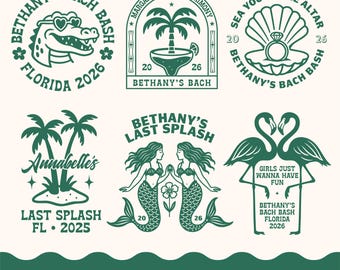 Custom Beach Bachelorette Logo, Bridal Party Logo, SVG Design, Florida Wedding, Bach Bash, Tropical Getaway, Ocean Logo, Destination Wedding
