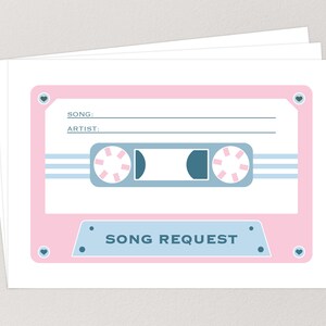 PRINTED Song Request Cards, Wedding Music Card, Retro Dance Party, Cassette Tape Card, DJ Music Request Card, Vintage, Stereo, RSVP Cards