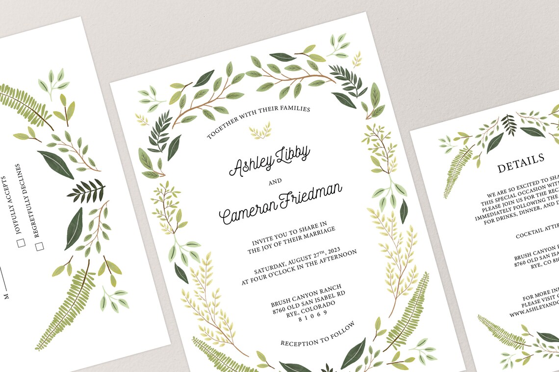 Printed Rustic Wedding Invitation Suite, Country Wedding Invitations ...