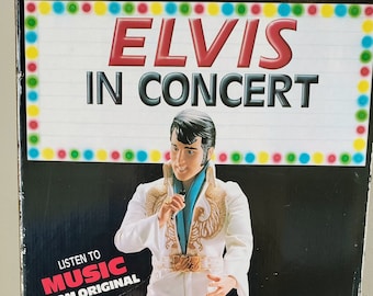 GUY GIFT Elvis In Concert Figure  On Stage Complete Package In Original Box  Hound Dog Microcassette and Lighted Stage