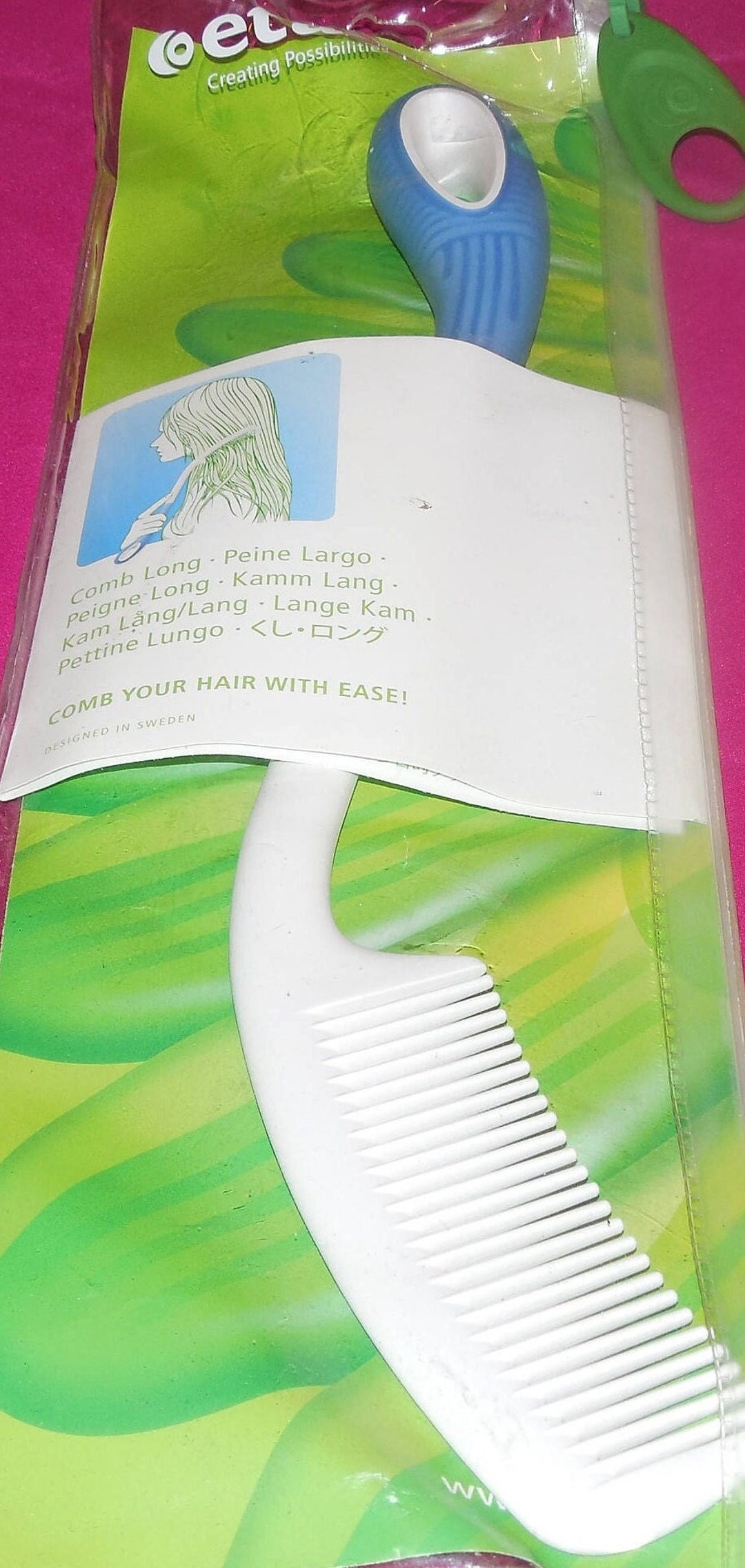 Long Hair Comb Long Handle Ideal for Vintage Etac Swedish Design by