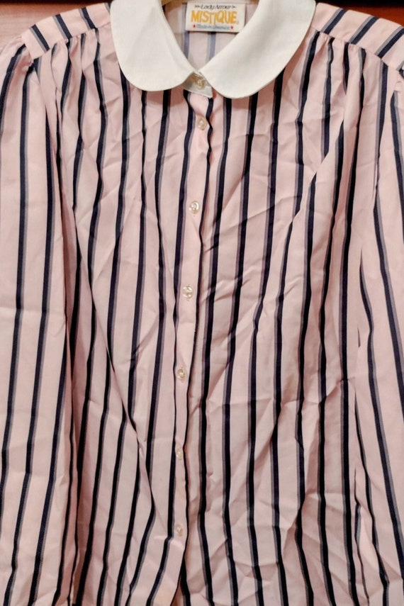 MOM'S TOPS!  Pink and Blue Stripe Blouse by "Lady 