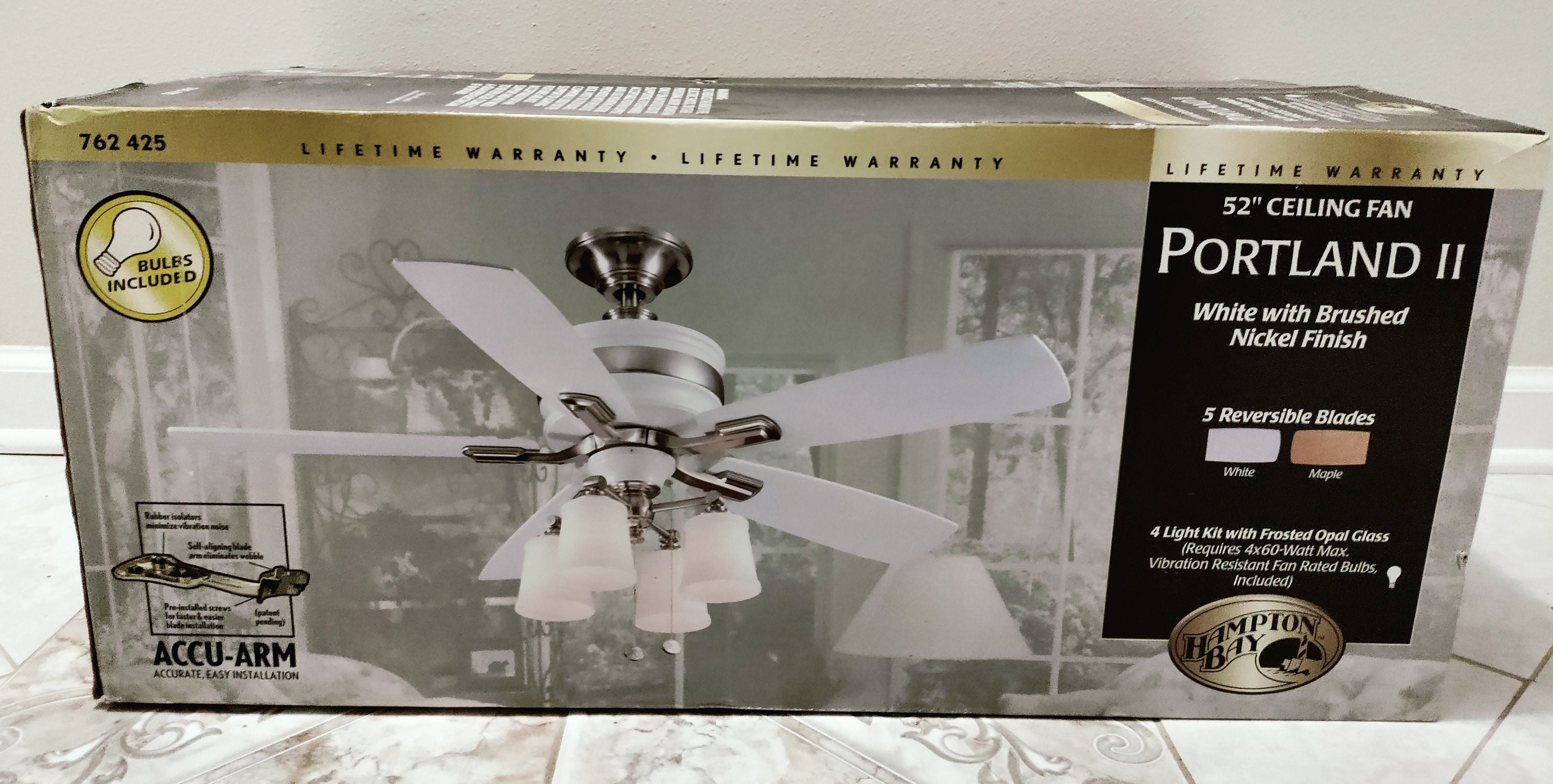 52-Inch Golden Modern Ceiling Fan with 5 Reversible Algeria