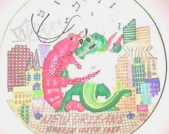 MARDI GRAS--Vintage New Orleans Decorative 3-D Plate 10"  Heavy Weight Quality Ceramic  Colorful and Fun