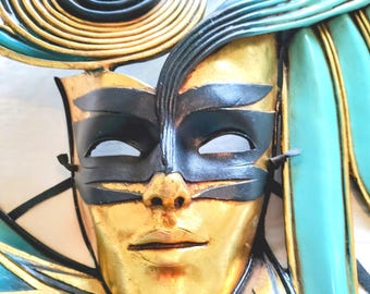 MARDI GRAS   Hand-Made Large Magnificent Wall Mask Artwork Sold as The First Four in "Venetian Carnivale" Series AU Artist Michael Taylor