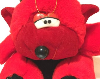 VALENTINES PLUSHIES--Cute, Soft and Cuddly for your Fav!  Let The Devil "Lil Red" Make You Do It!    Comes with gold loop for hanging!