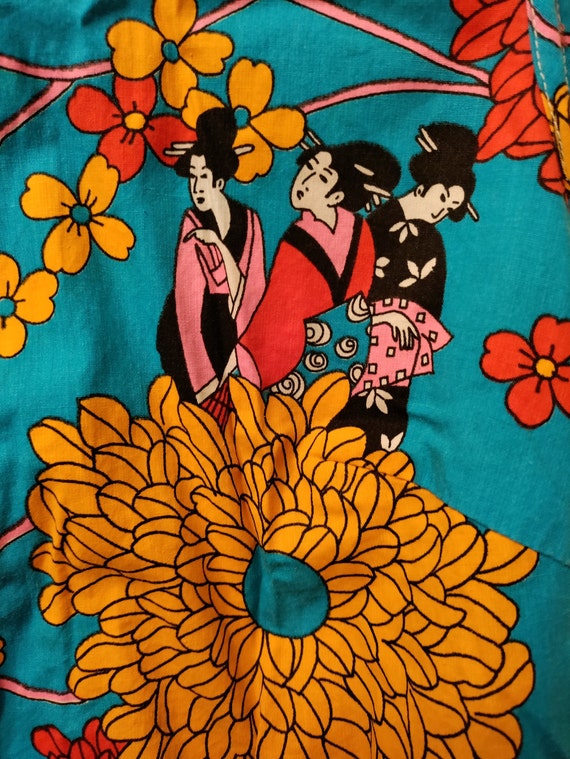 Lucky Chrysanthemum Asian Style Dress Vintage Sle… - image 3
