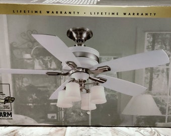 Ceiling Fans 8 Matching Hampton Bay White 52" 5-Blade Designer Fans With 4 Lights Ideal for Taller Ceilings