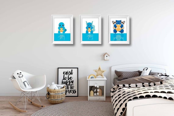 Pokemon Set Of 3 Posters Squirtle Evolution Gallery Wall Etsy