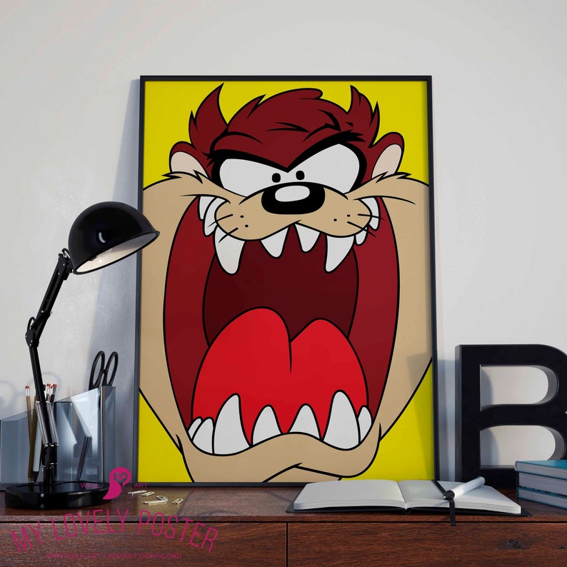 Taz Tasmanian Devil On Bike Large Blue Wall Clock New Taz Tasmanian Devil On Bike Large Blue Wall Clock New