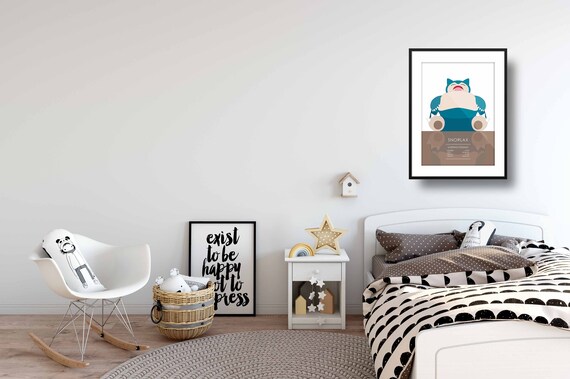Pokemon Poster Snorlax Wall Decor Playroom Decor Boy Etsy