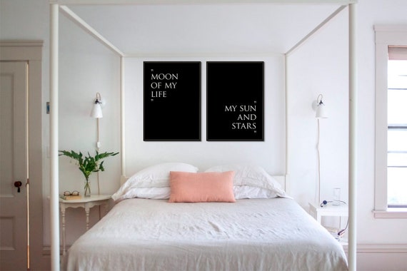 Game Of Thrones Set Of 2 Prints Moon Of My Life My Sun And Stars Wall Art Home Decor Quote Prints Above Bed Decor Bedroom Decor