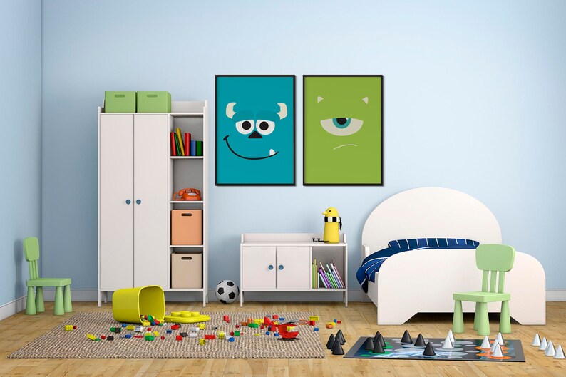 Monsters Inc Disney Set Of 2 Posters Sulley Wazowski Etsy