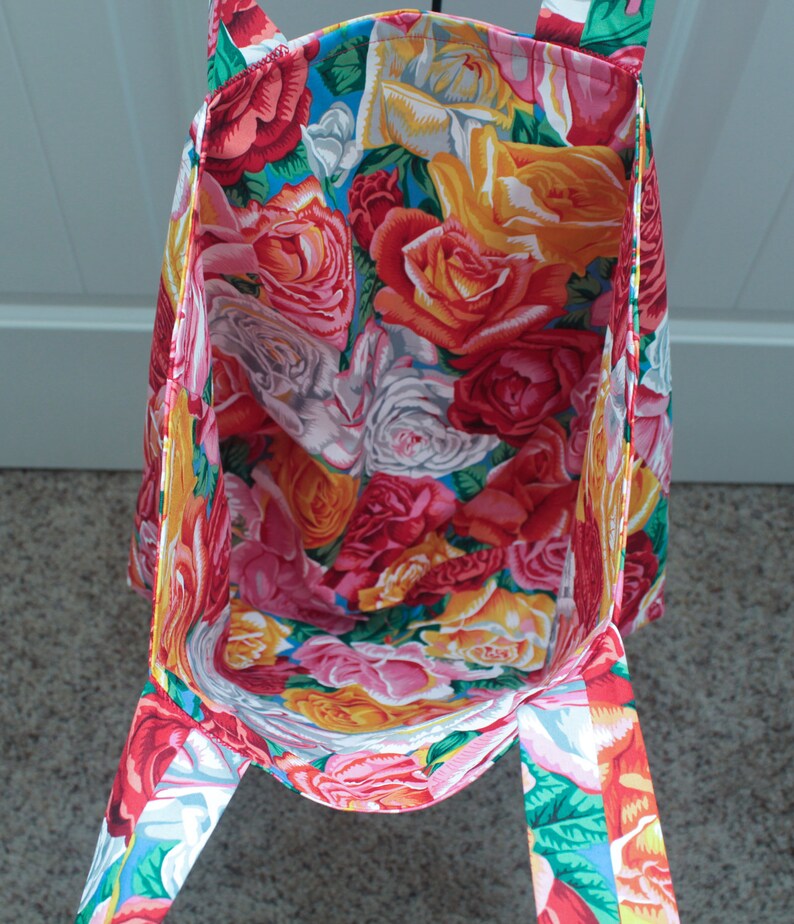 Farmer/'s Market Bag Handmade Bag Reusable Shopping Bag Floral Purse Roses Handmade Tote 90s Floral Print Beach Bag