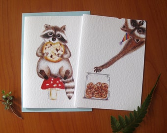 Art Card, Raccoon Card, Kids Card, Wall Art, Cute Card