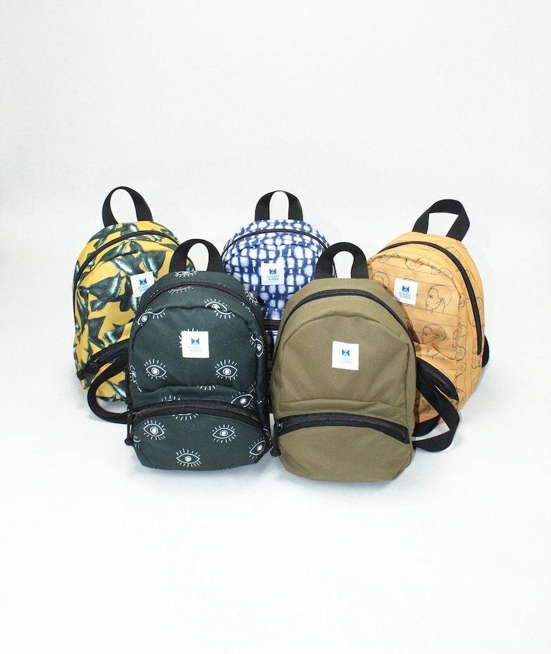 Trotter Mini Backpack in Gold Tropics Print Handcrafted in USA. School Backpack Festival Bag Travel Bag Beach Bag