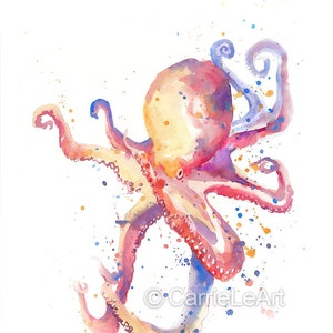 Watercolour Octopus, Octopus Watercolor Print, Octopus Art Print, Octopus Home Decor, Octopus Wall Art, Octopus Painting Print, Sea art