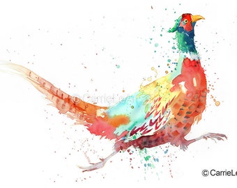 Watercolour pheasant print, pheasant illustration, game bird print, pheasant painting, pheasant gift, pheasant wall art, home decor