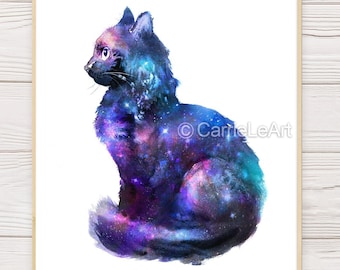 猫のプリント、猫の絵画、ノルウェージャンフォレストキャットの