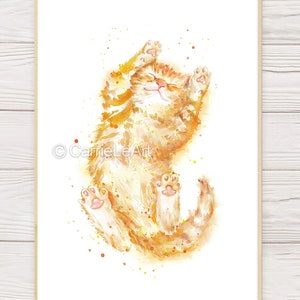 Orange Tabby Print, Ginger Cat Print, Cat Lover Gift, Orange Tabby Cat Sleeping Print, Sleeping Ginger Tabby Cat Print, Sleeping Cat Art